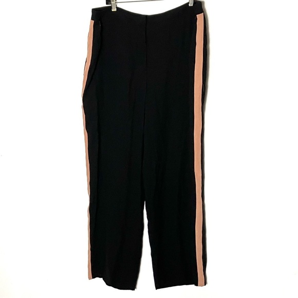 Eileen Fisher Black Silk Georgette Crepe Trousers with Side Stripe 16 Petite - Picture 5 of 9